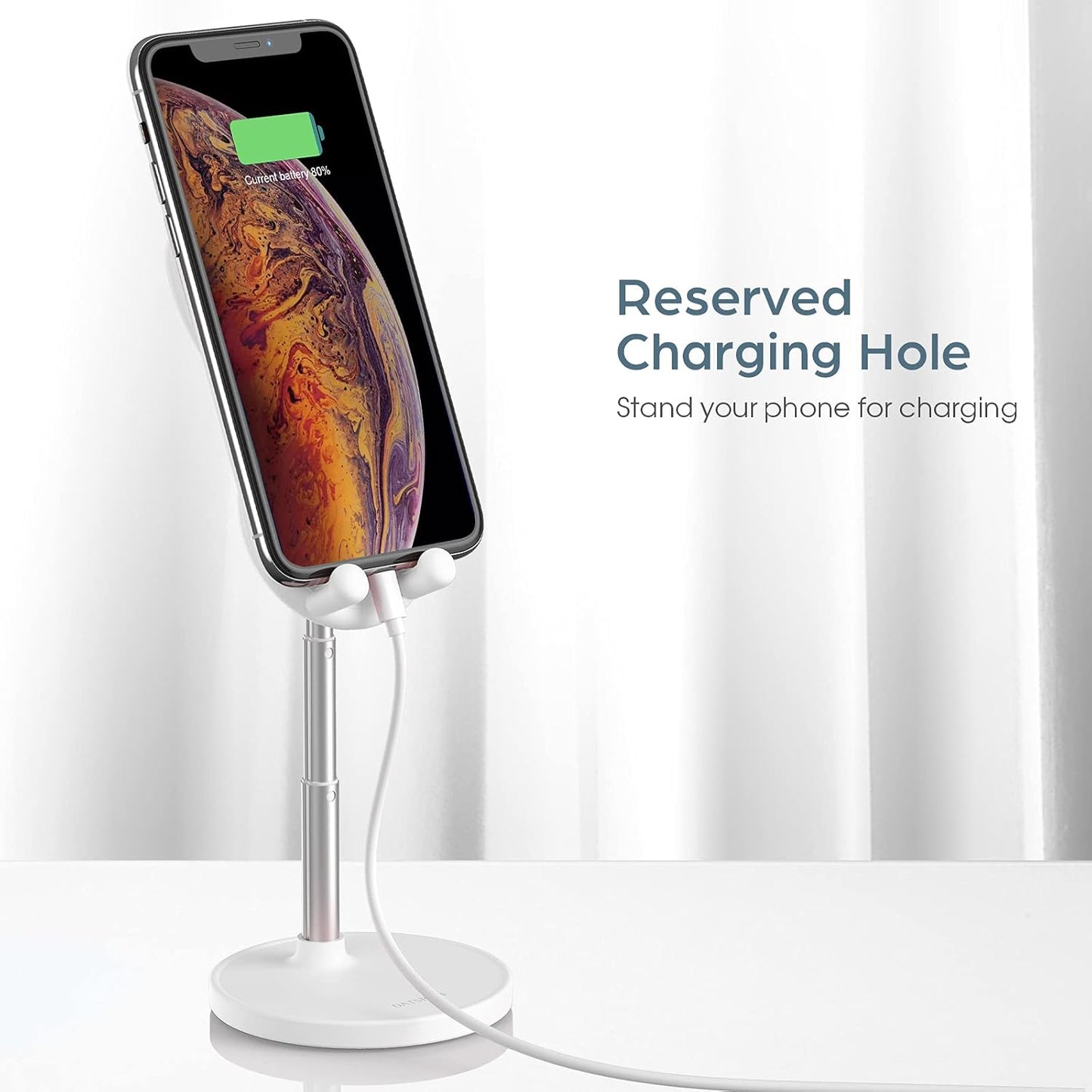 Cute Cell Phone Stand, Angle Height Adjustable  Cell Phone Stand for Desk, Cute Bunny Phone Holder Stand, Compatible with All Mobile Phones,Iphone,Samsung,Pixel,Ipad,Tablet (White)