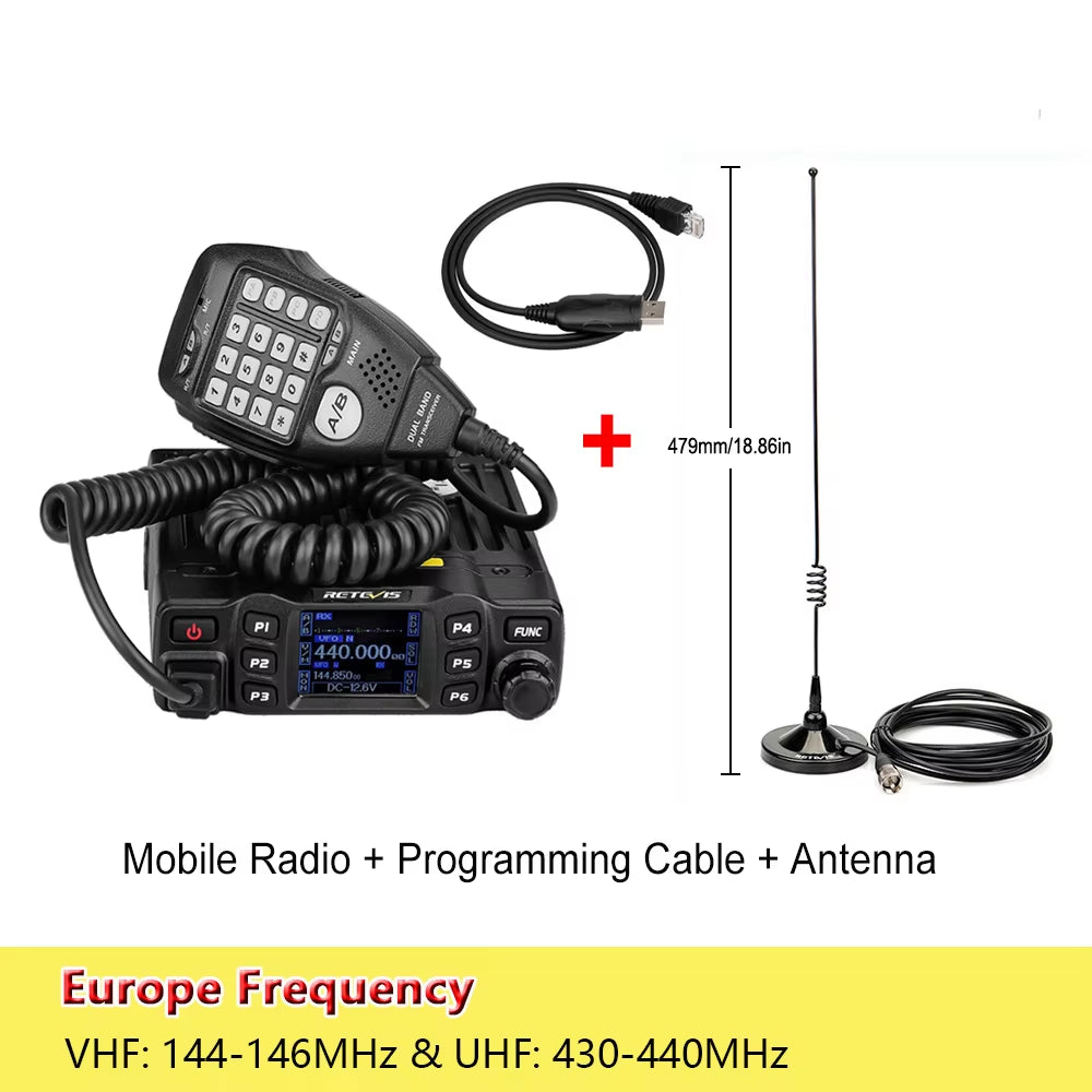 RT95 Mobile Ham Radio Two-Way Car Radio VHF UHF Dual Band Mobile Radio Station Transceiver Base Station for Camping